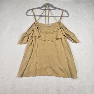 Ariat Women's Yellow Cold Shoulder‎ Blouse Size XL Textured Strappy Western